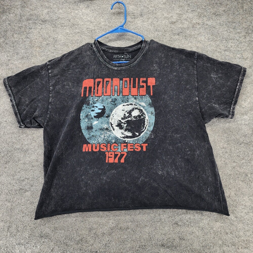 Moondust Shirt Womens XL Fifth Sun Short Sleeve Black Cropped